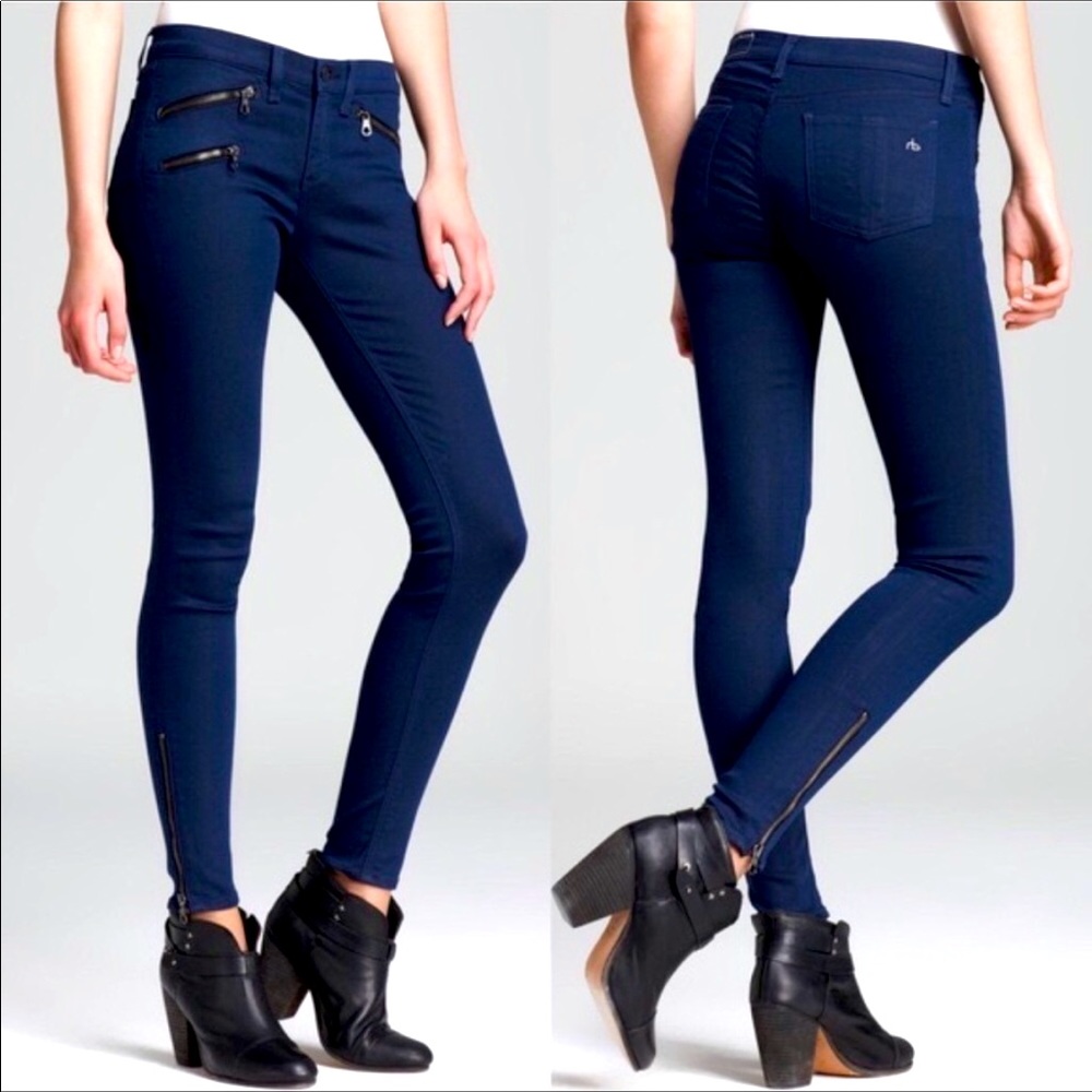 Rag & Bone Mid Rise Zipper Legging in Cadet Blue